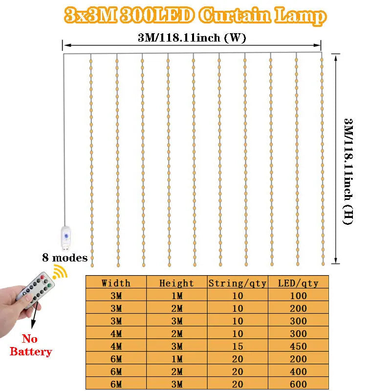 USB Fairy Curtain Lights