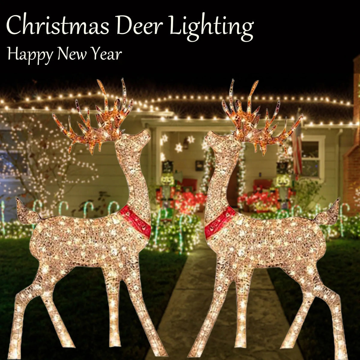Gold-Tone Reindeer Yard Decoration
