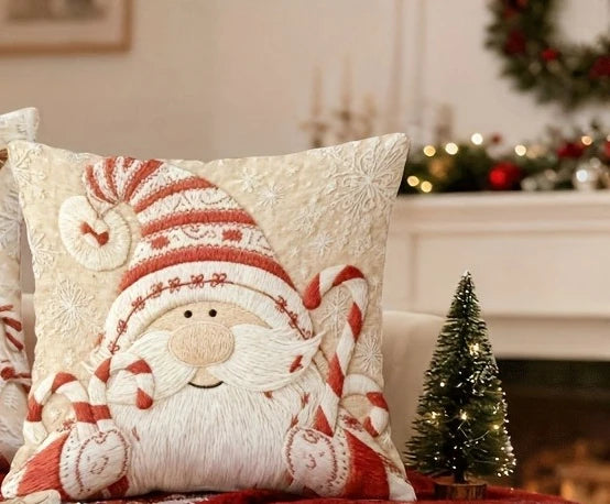 Reindeer & Candy Cane Pillow Cover