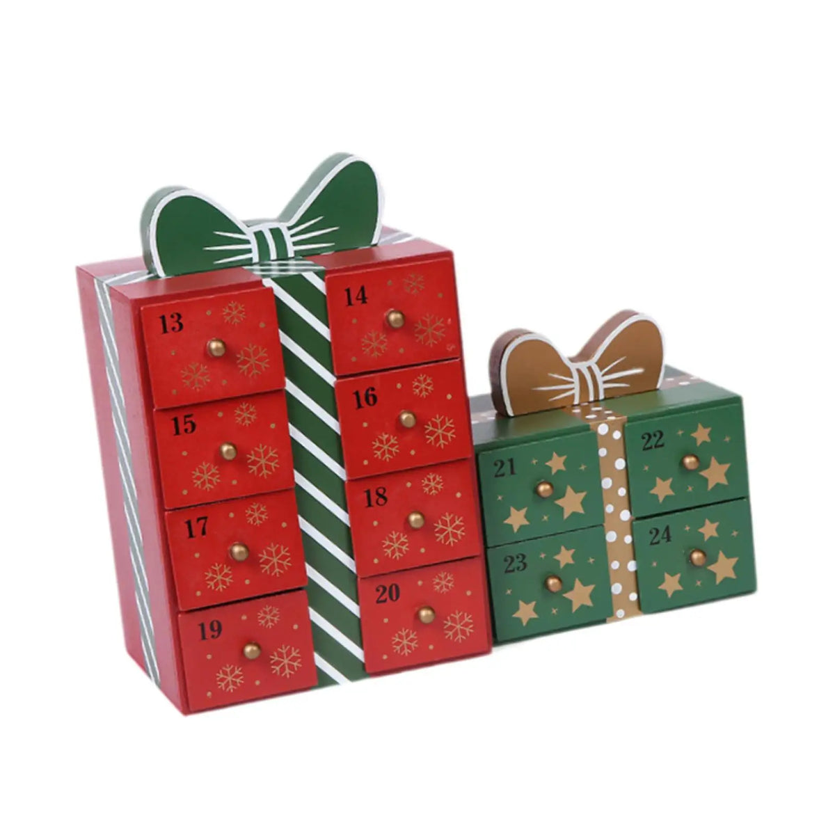 Gift-Shaped Wooden Advent Drawer Calendar