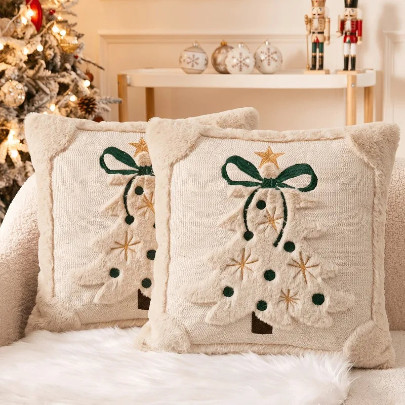 Velvet Christmas Tree Pillow Cover