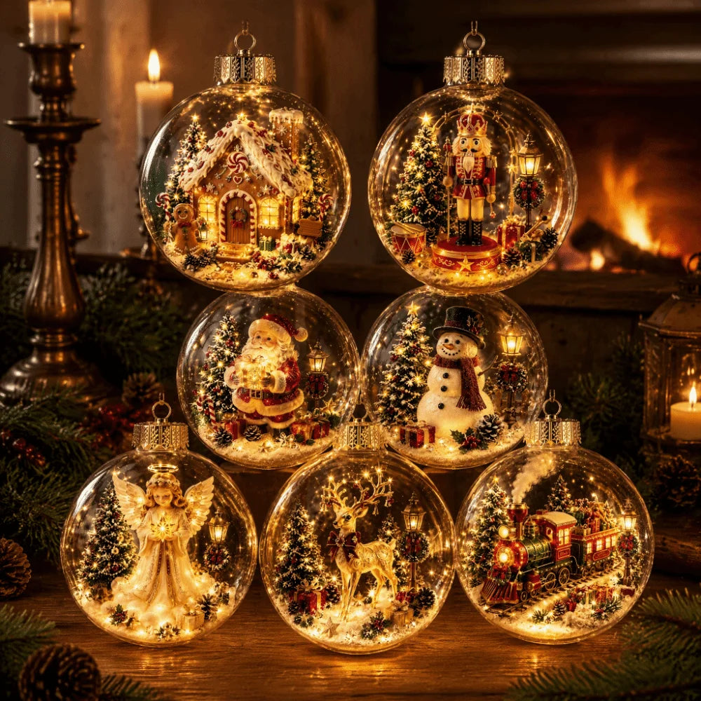 Clear Christmas Scene Ball Ornament