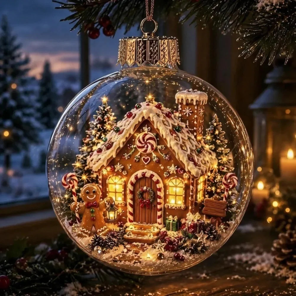 Clear Christmas Scene Ball Ornament