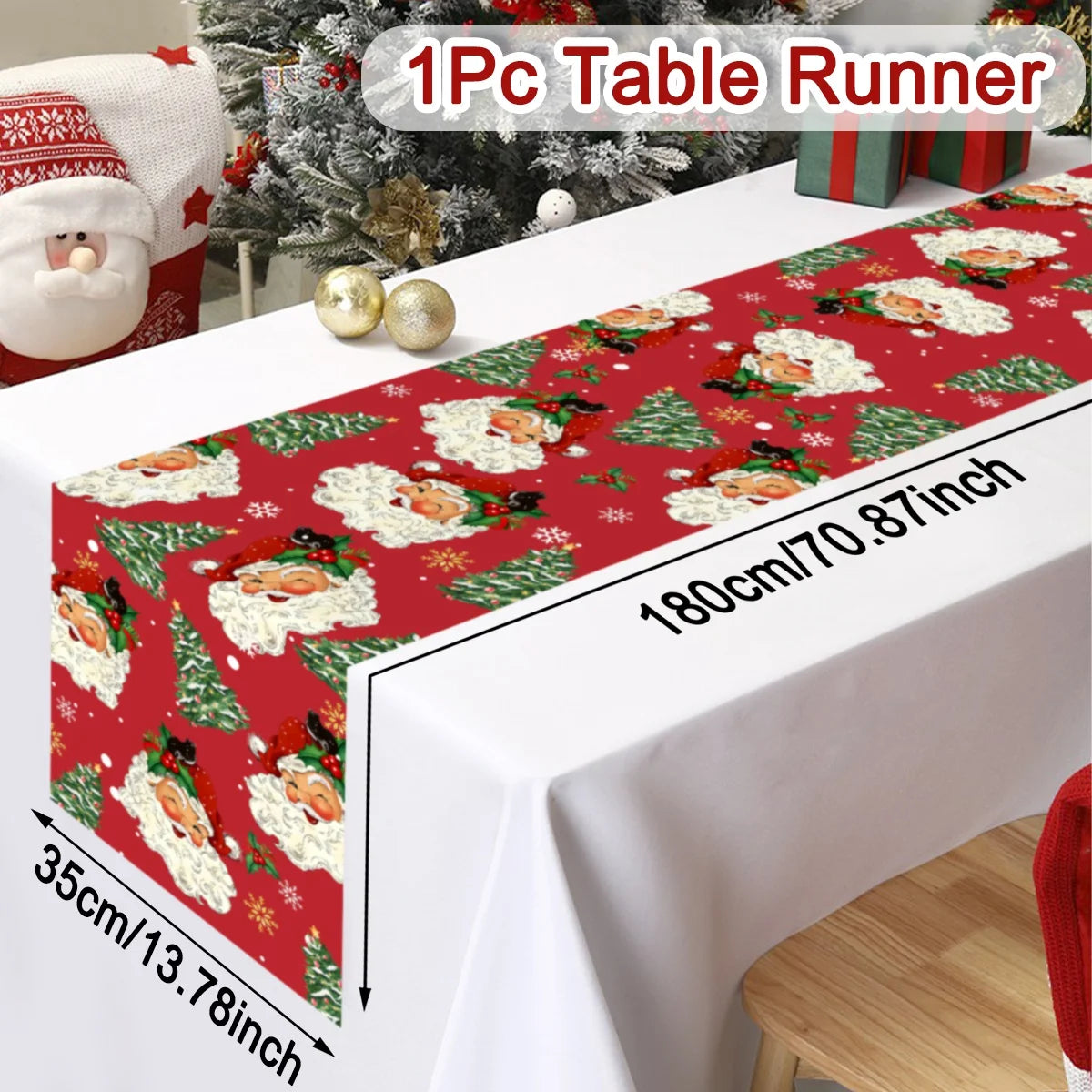 Santa & Holiday Motif Table Runner