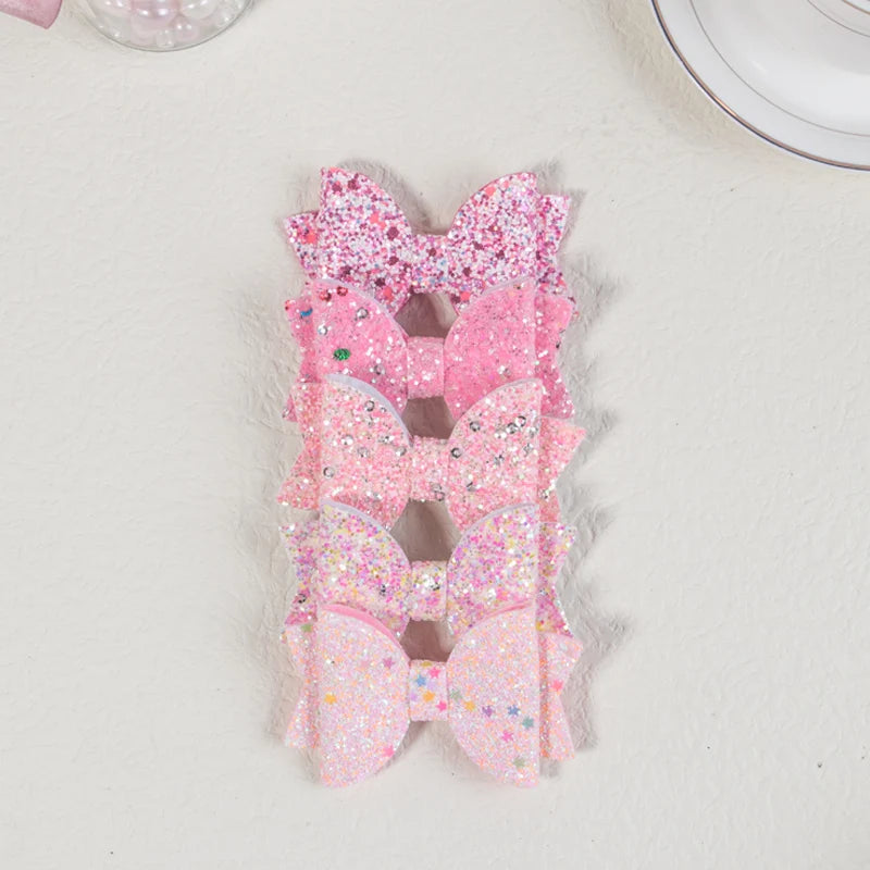 Sparkling Bow Hair Clips — Set of 5