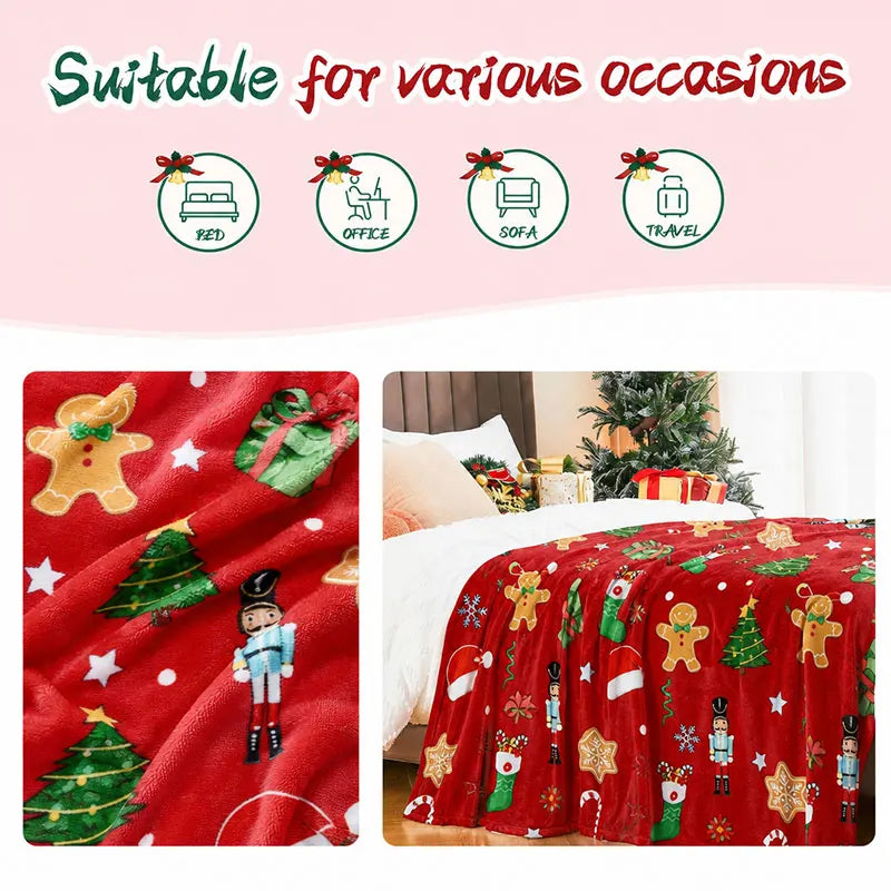 Gingerbread Christmas Fleece Throw