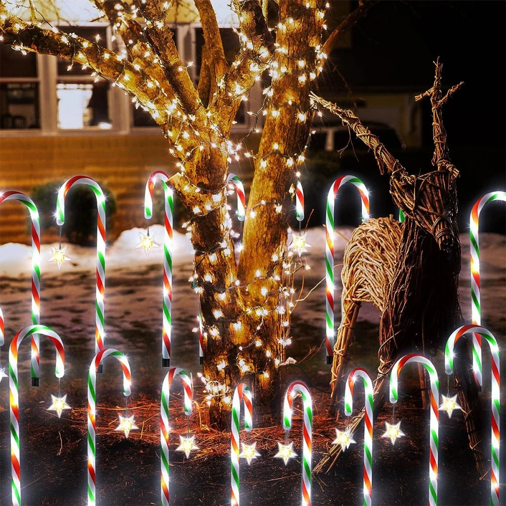Solar Star Candy-Cane Pathway Lights