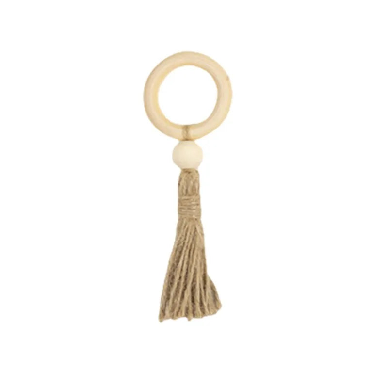 Wood Bead & Tassel Napkin Rings