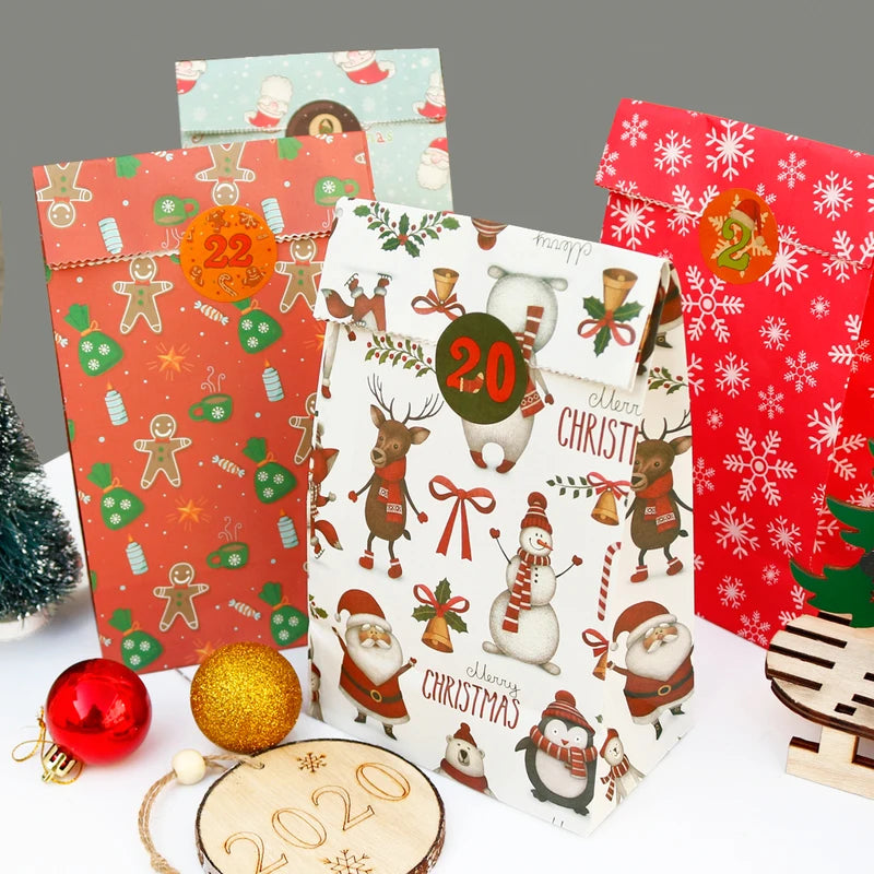 Christmas Advent Paper Gift Bag Kit — 24 Bags