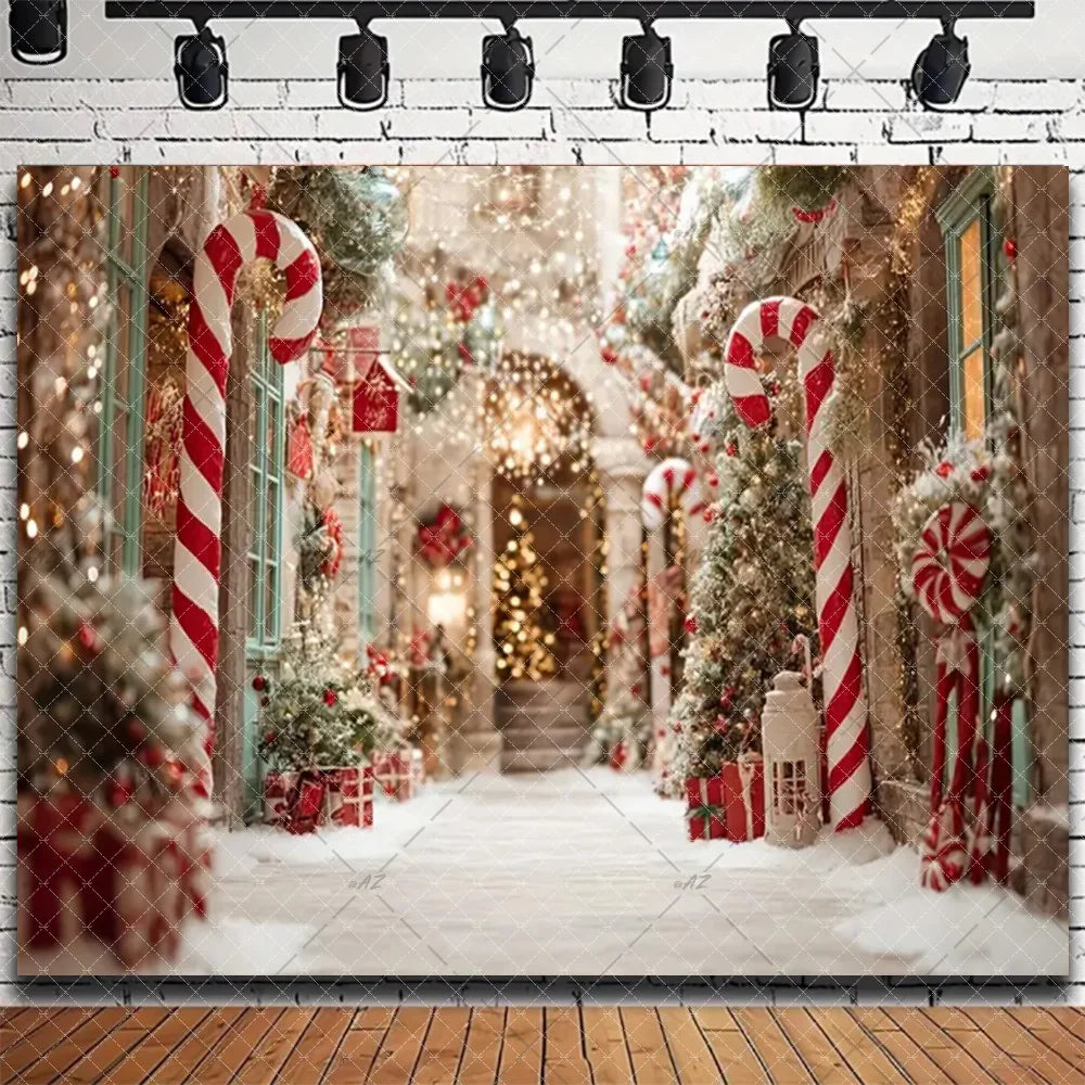 Santa & Fireplace Christmas Photo Backdrop