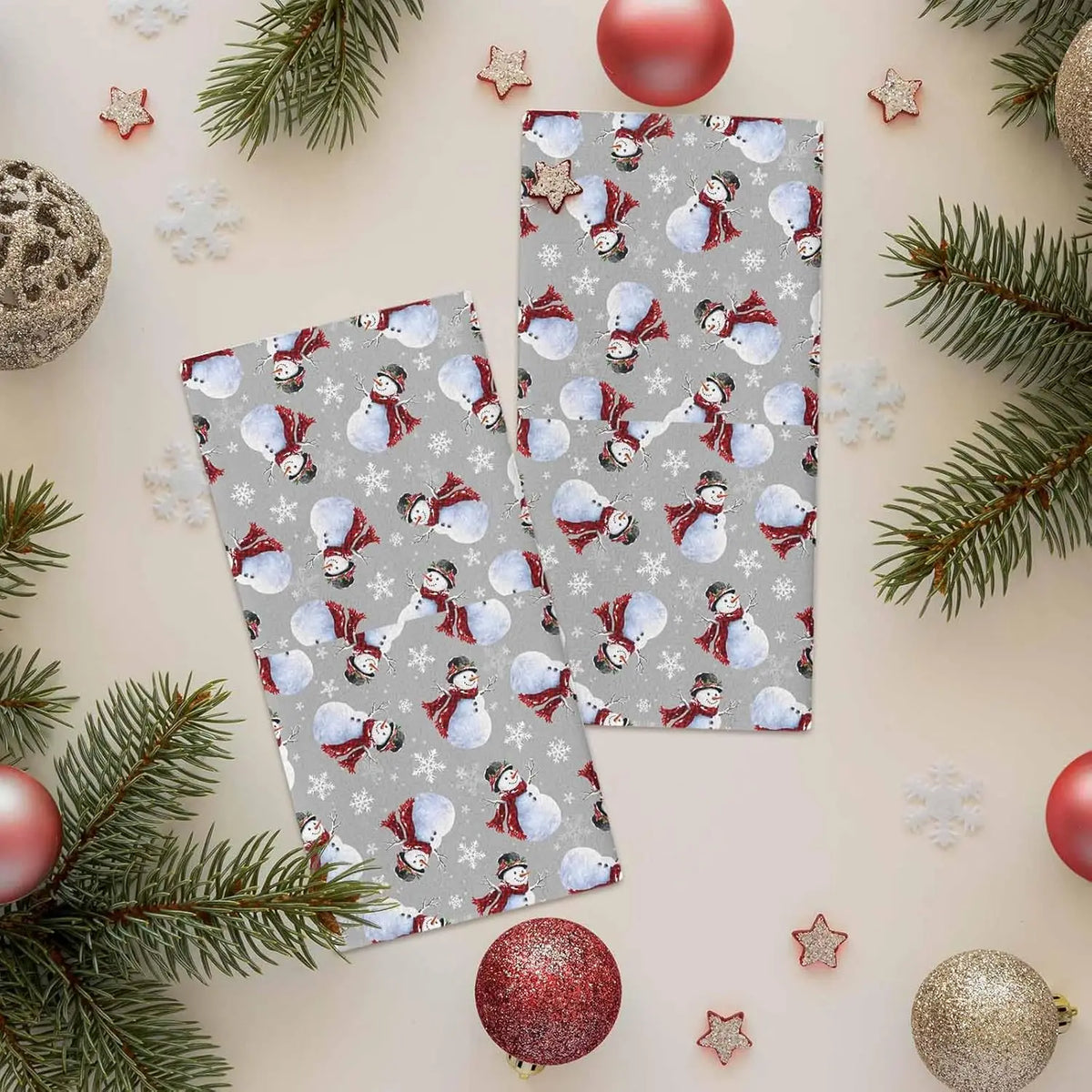 Snowman & Snowflake Kitchen Towels — Set of 2
