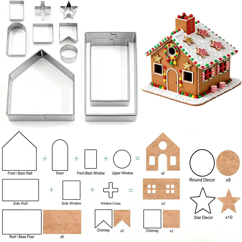 Gingerbread House Stainless-Steel Cookie Cutters