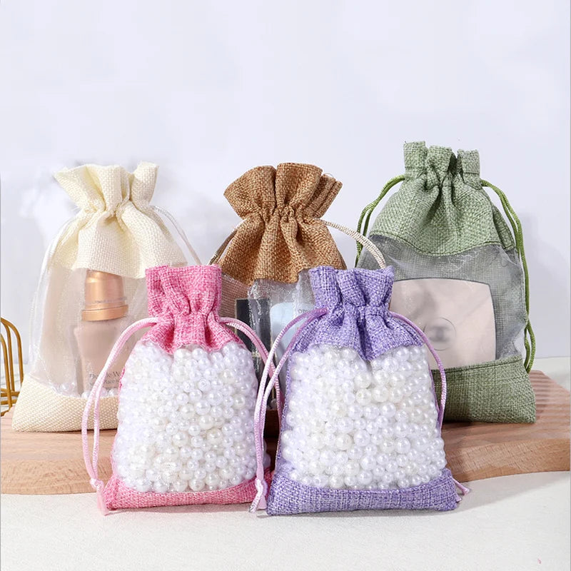 Windowed Drawstring Gift Bags