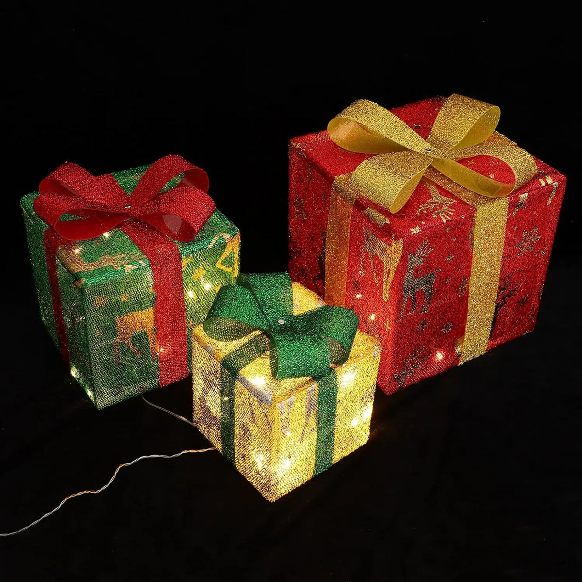 Lighted Christmas Gift Boxes — Set of 3