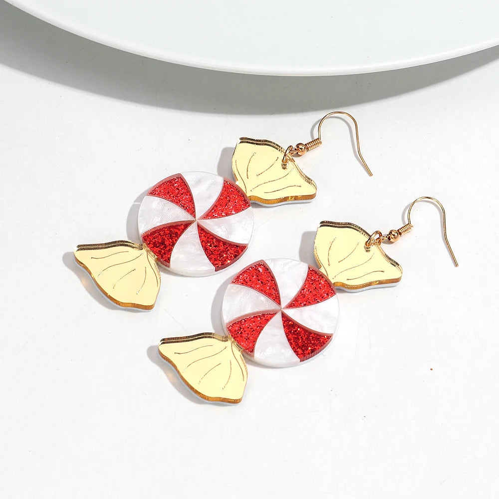 Mirror Acrylic Christmas Statement Earrings