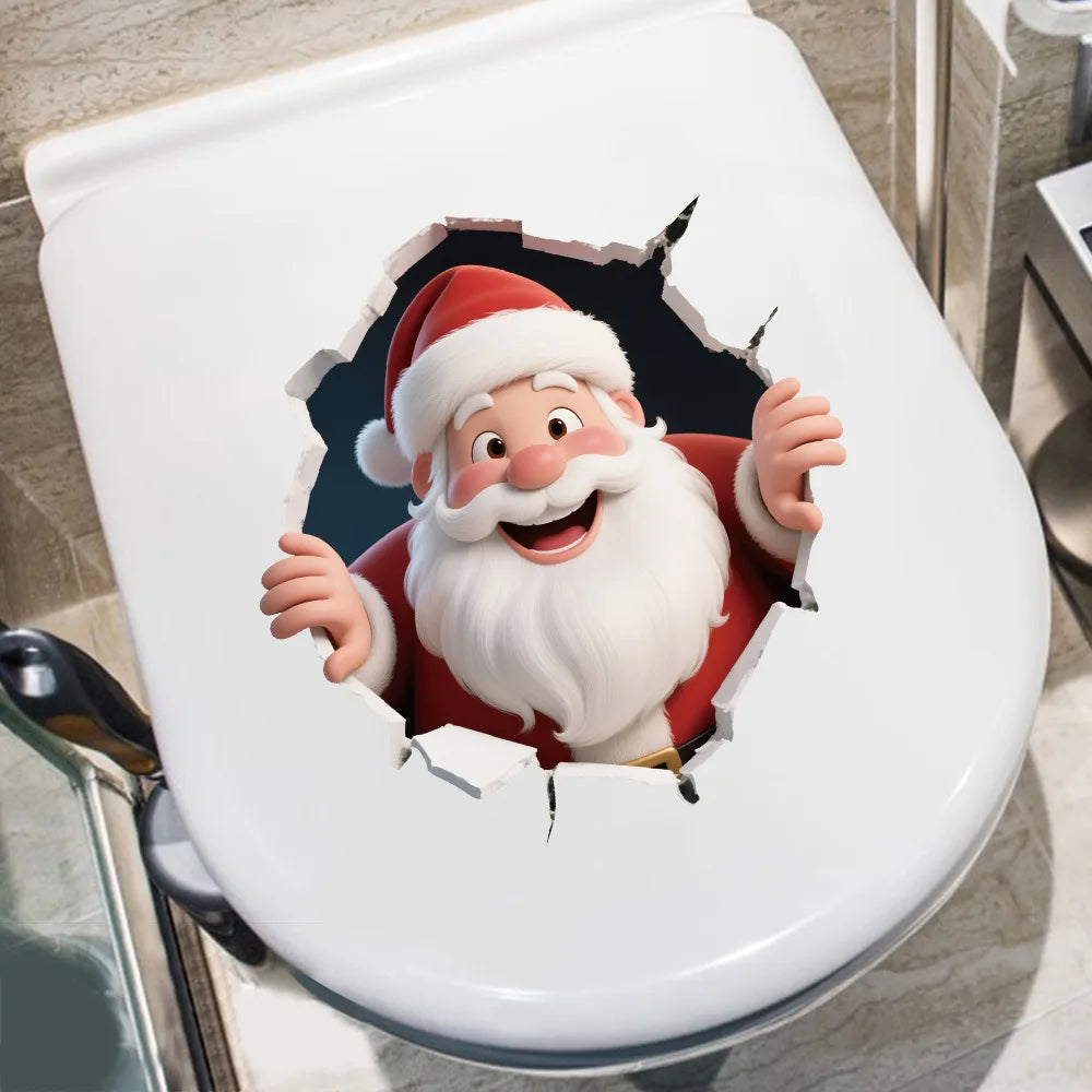 Santa and Reindeer Christmas Wall Decals