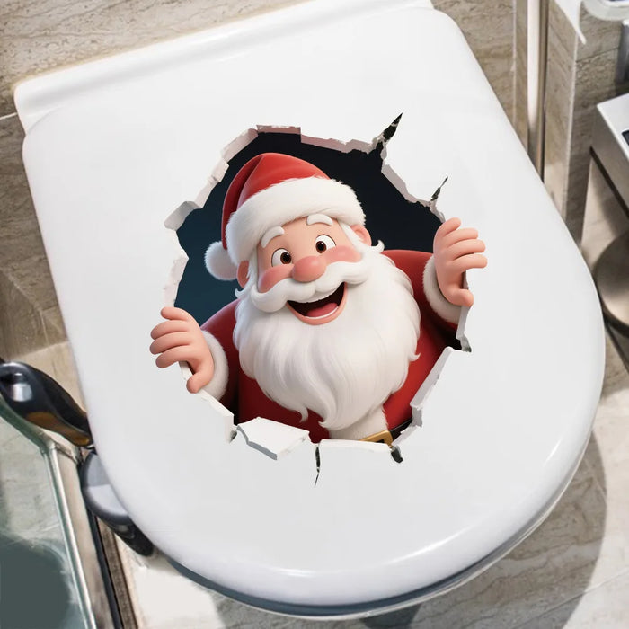 Santa and Reindeer Christmas Wall Decals