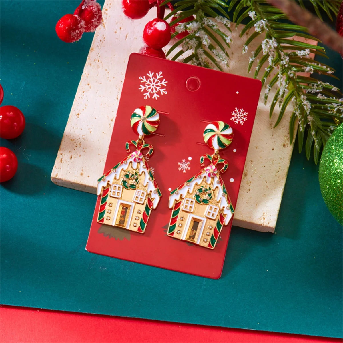 Candy House Christmas Drop Earrings