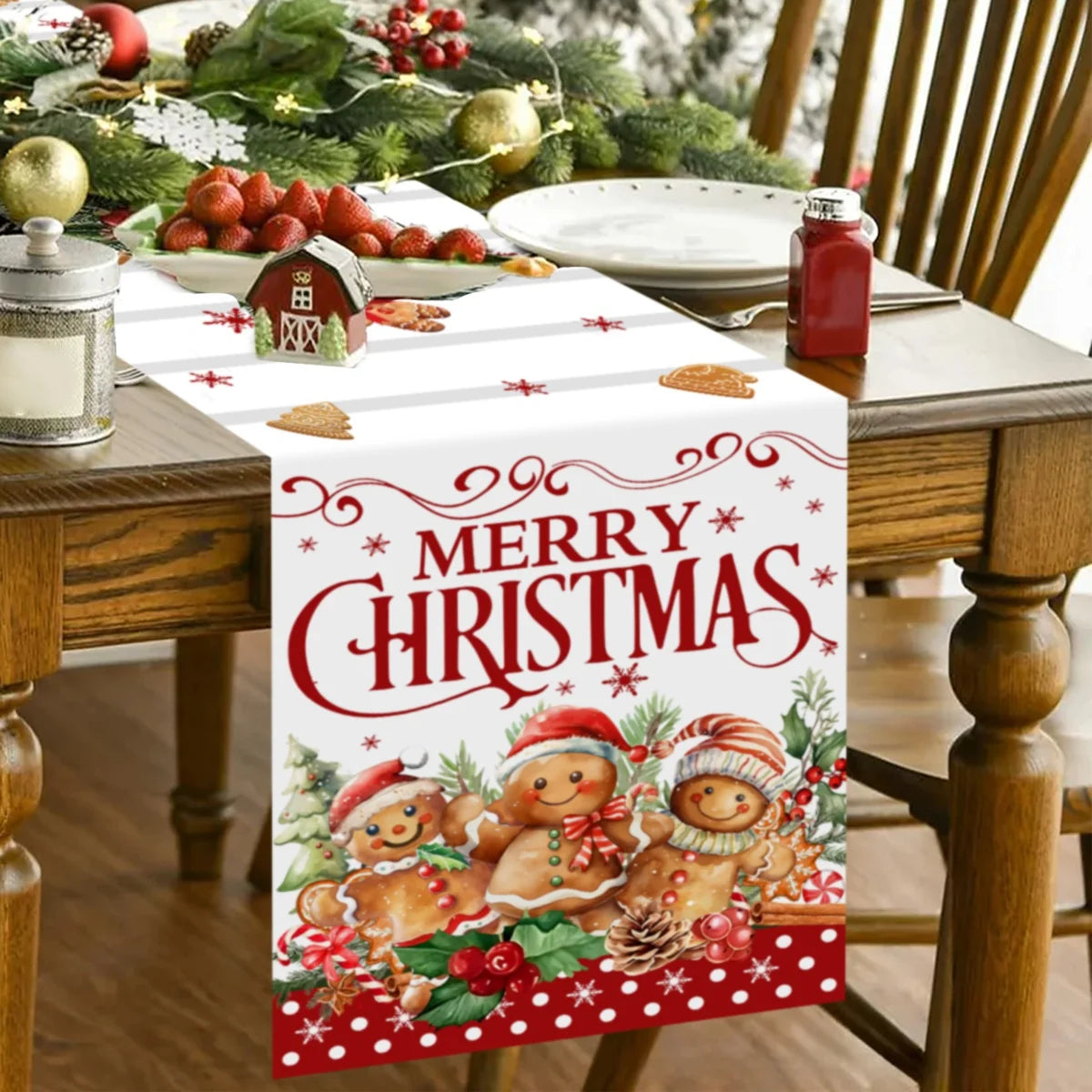 Santa & Holiday Motif Table Runner