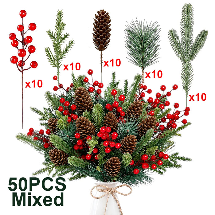 Pine and Berry Craft Picks — Set of 50