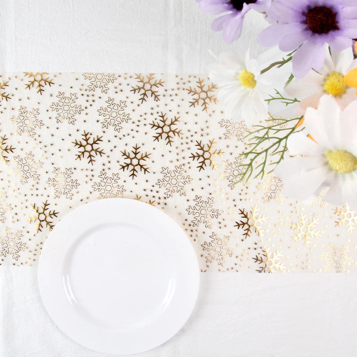 Gold Snowflake Mesh Table Runner