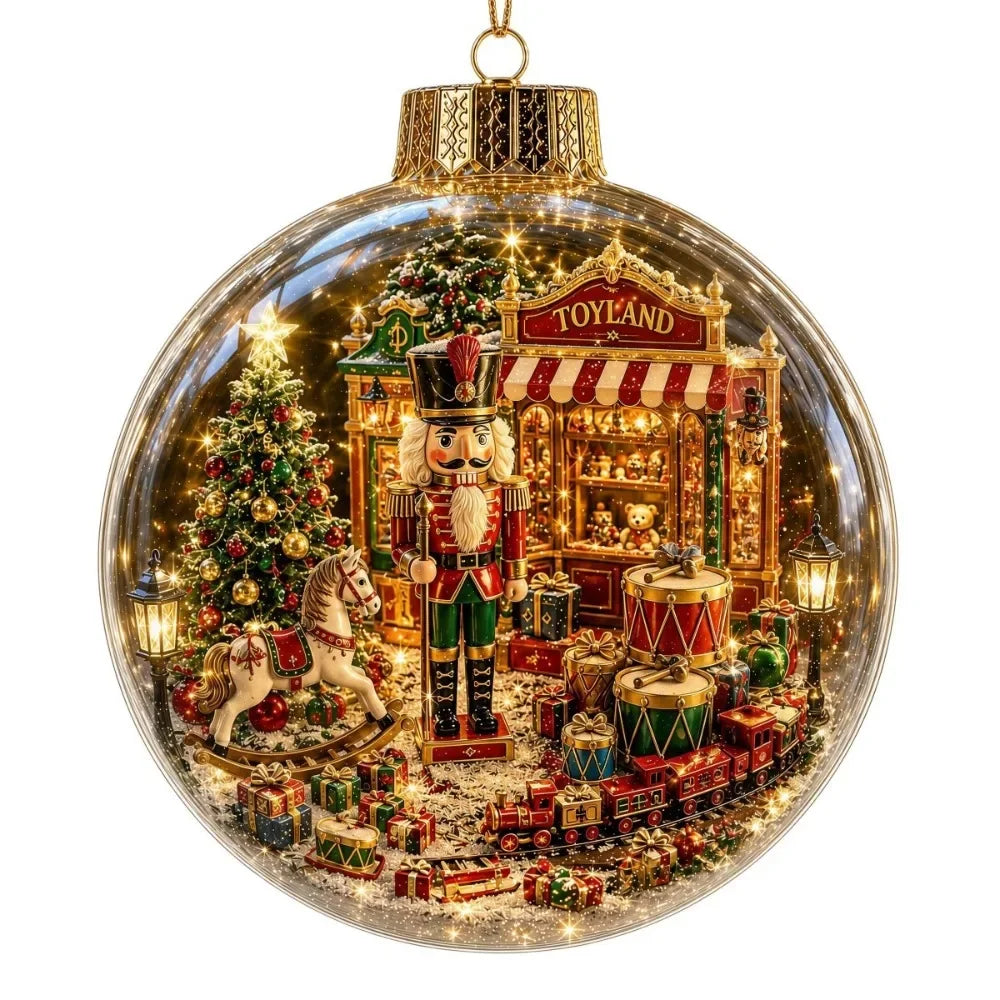 Clear Christmas Scene Ball Ornament