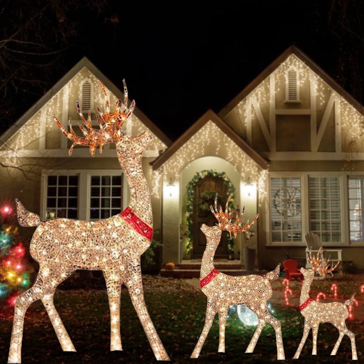 Gold-Tone Reindeer Yard Decoration