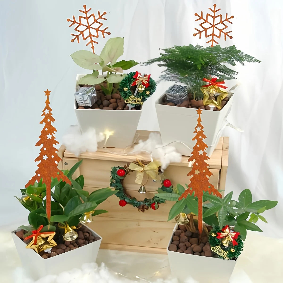 Christmas Tree & Deer Metal Yard Stakes