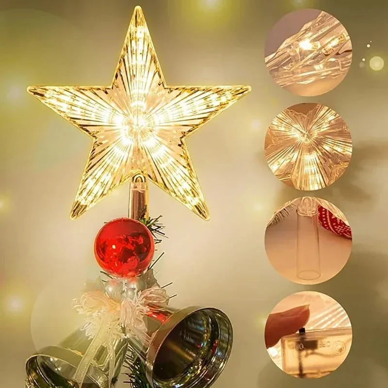Glitter Star Christmas Tree Topper — 15 cm