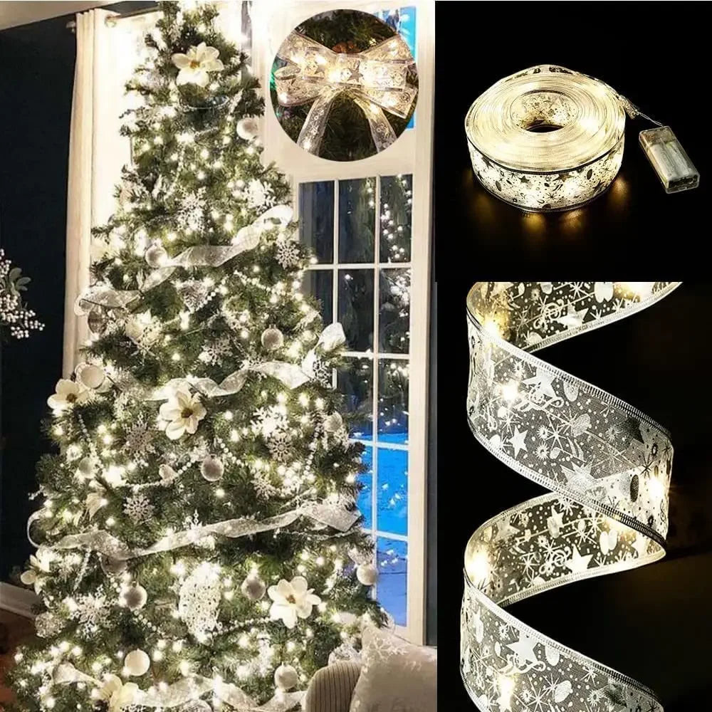 Lighted Christmas Ribbon Garland