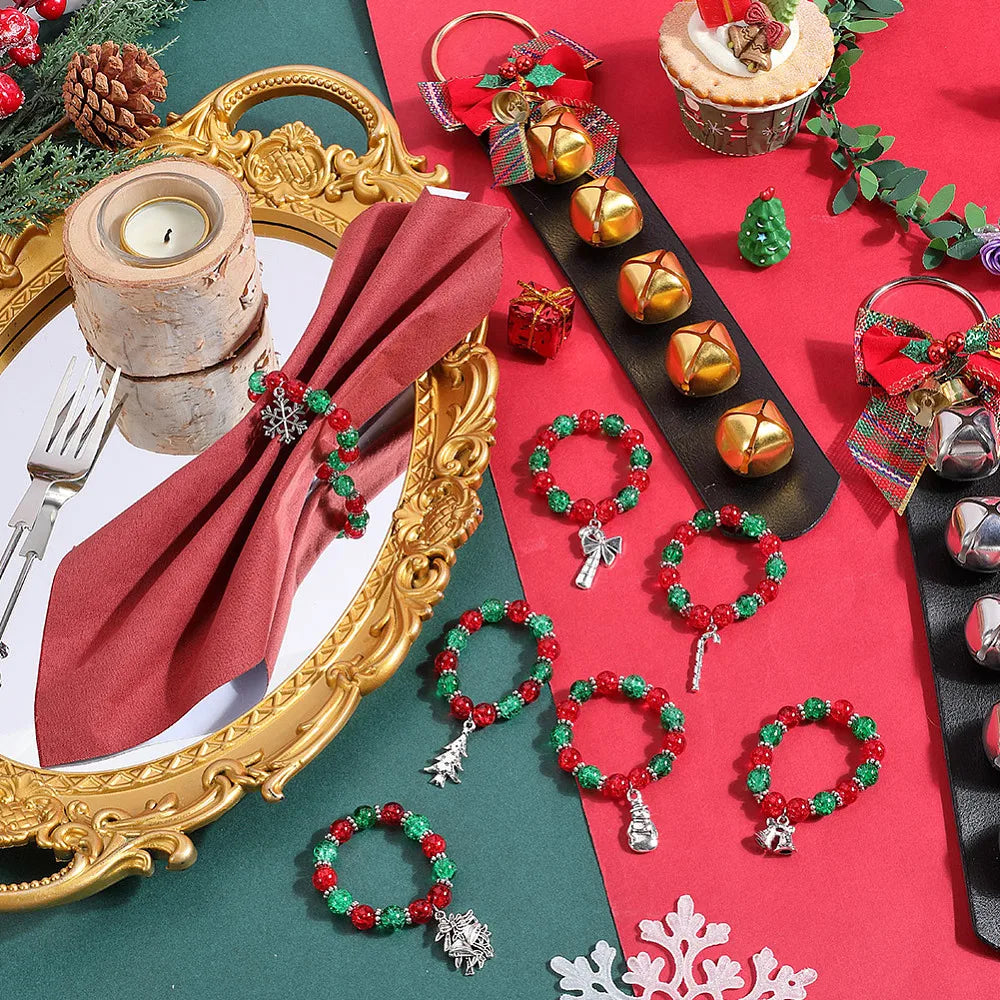 Christmas Bead Napkin Rings — Set of 8