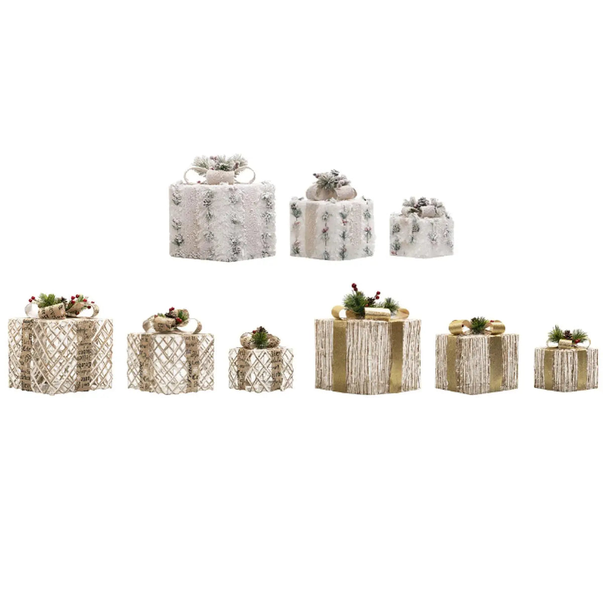 Bow-Topped Lighted Christmas Gift Boxes