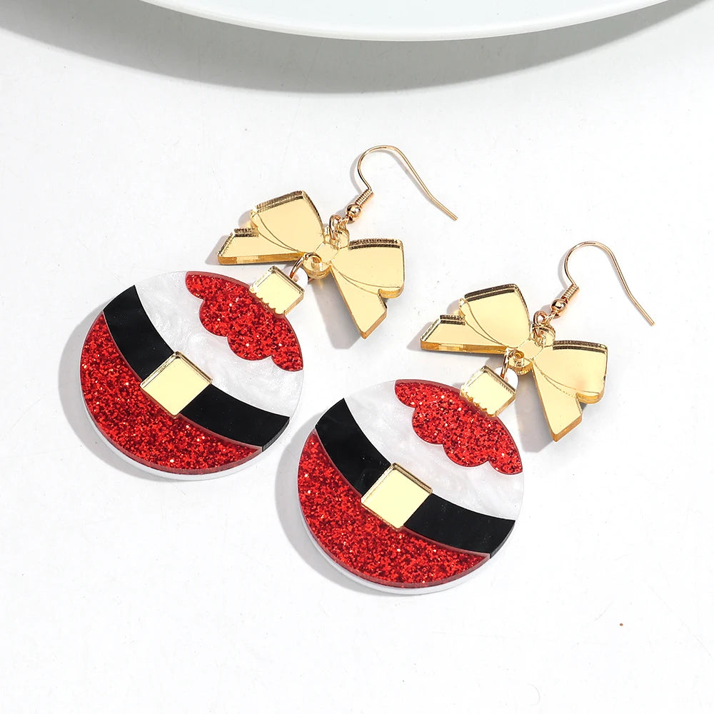 Mirror Acrylic Christmas Statement Earrings