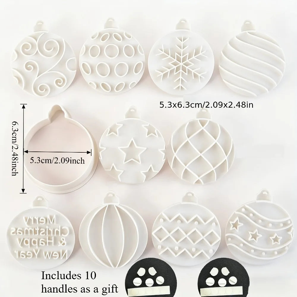 Christmas Ornament Cookie Cutter & Stamp Set — 11 Pieces