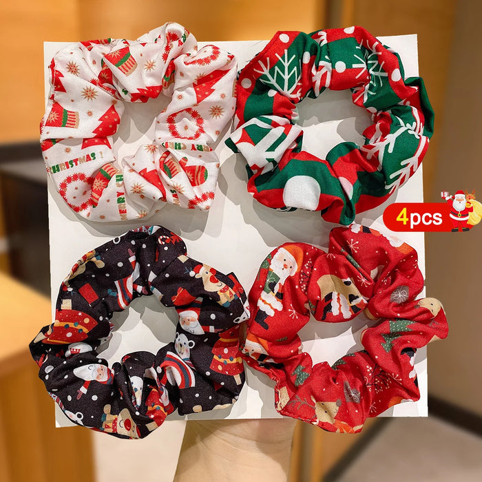 Christmas Elastic Hair Ties — Set of 4