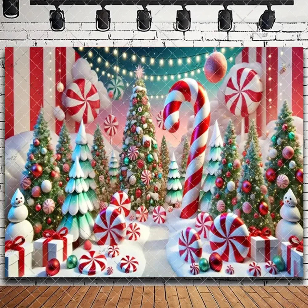 Santa & Fireplace Christmas Photo Backdrop