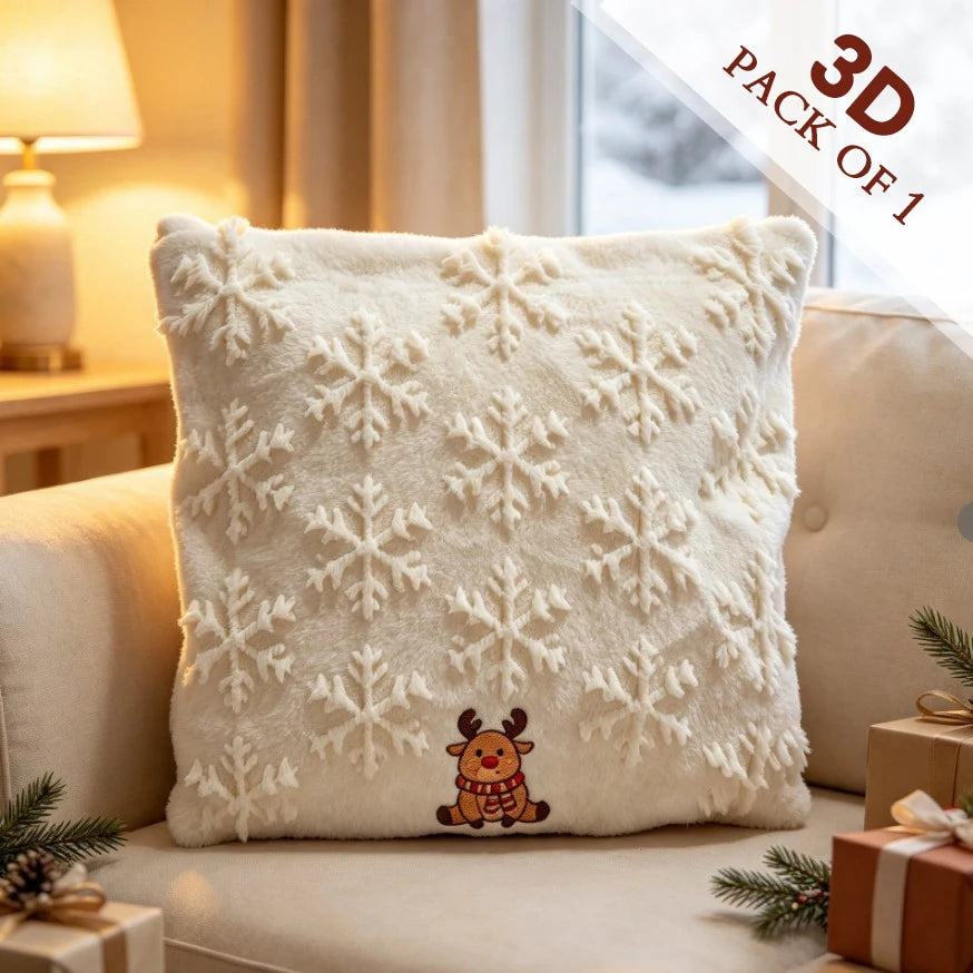 Winter Reindeer Plush Pillow Cover