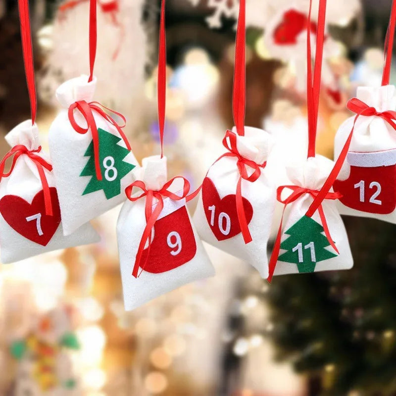 Christmas Felt Drawstring Gift Bag Sets