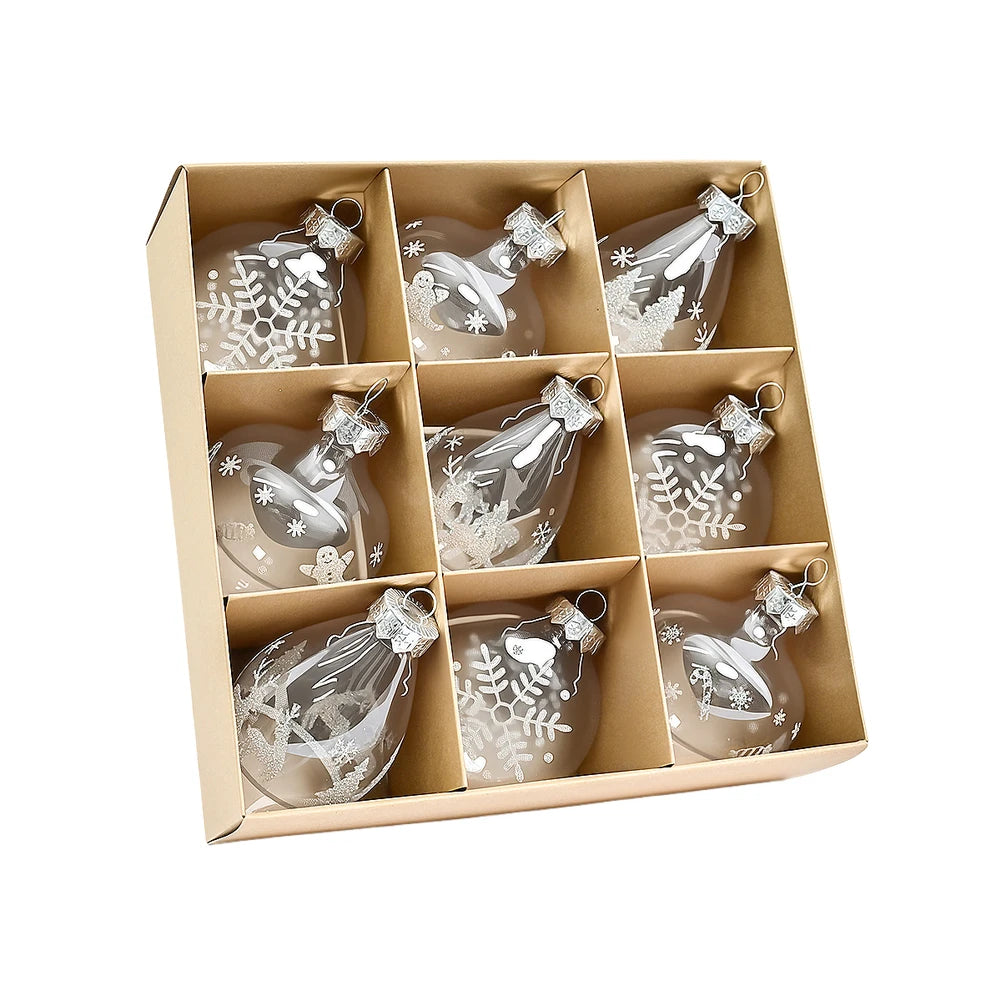 Snowflake and Reindeer Christmas Baubles — Set of 9