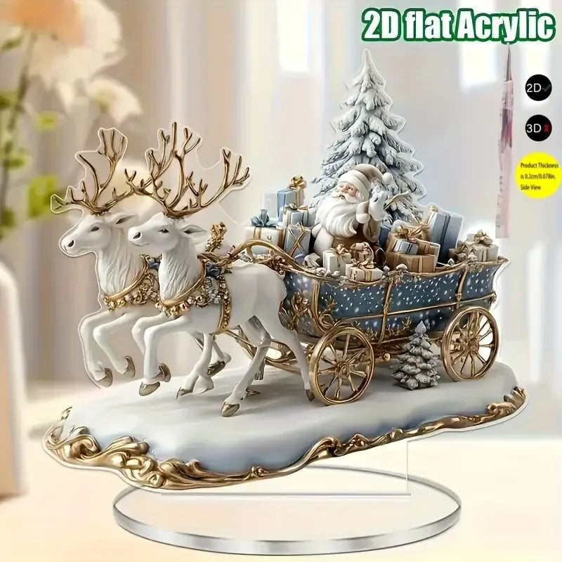Santa and Reindeer Sleigh Table Decoration