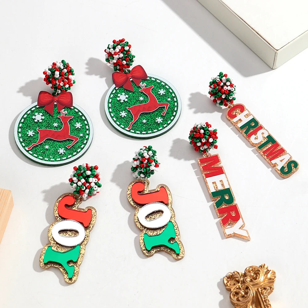 Mirror Acrylic Christmas Statement Earrings