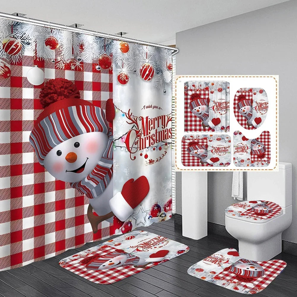 Christmas Bathroom Decor — 4-Piece Set