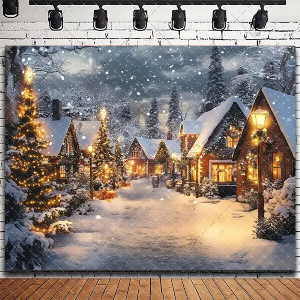 Santa & Fireplace Christmas Photo Backdrop