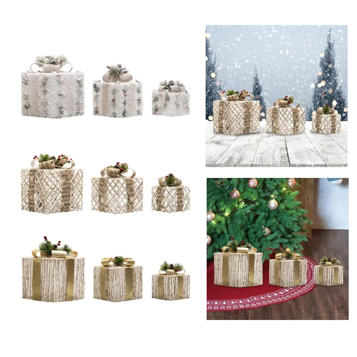 Bow-Topped Lighted Christmas Gift Boxes