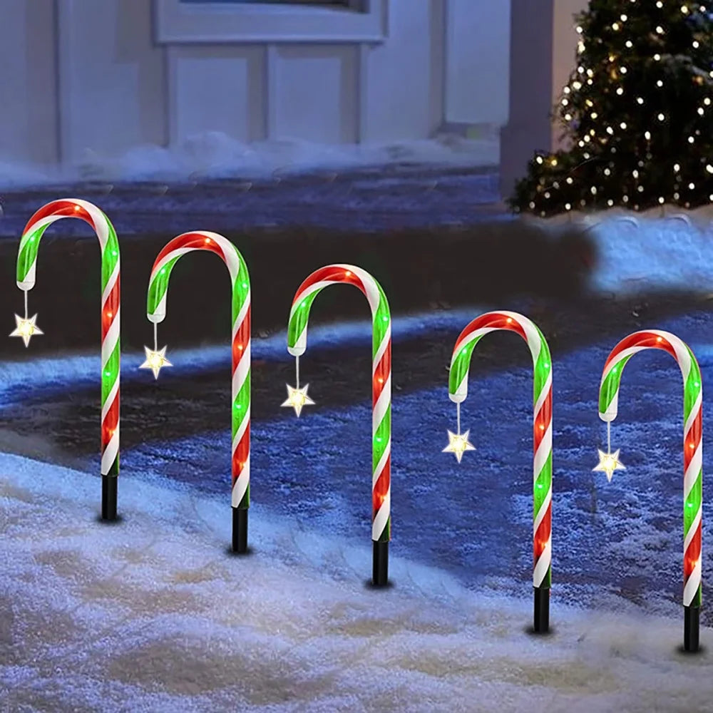 Solar Star Candy-Cane Pathway Lights
