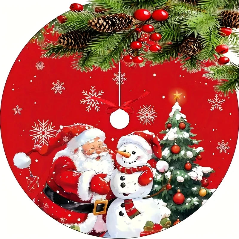 Red Santa and Snowflake Tree Skirt