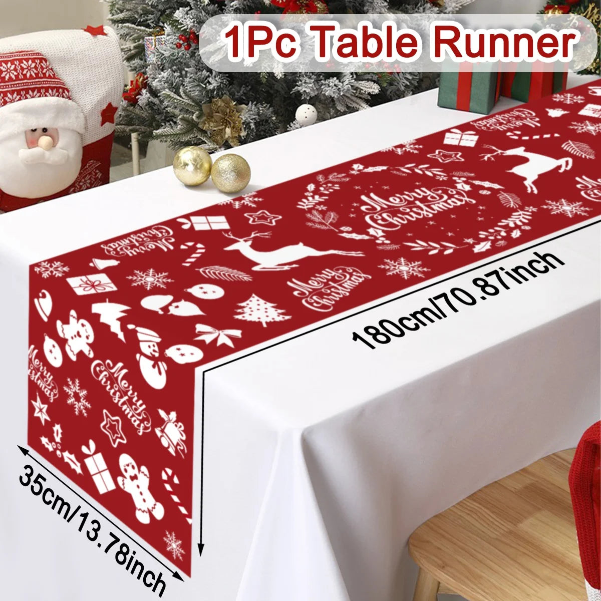 Santa & Holiday Motif Table Runner