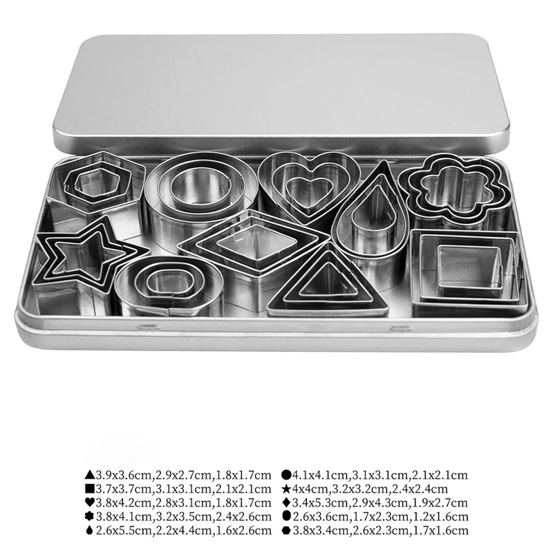 Assorted Stainless-Steel Cookie Cutters with Storage Box