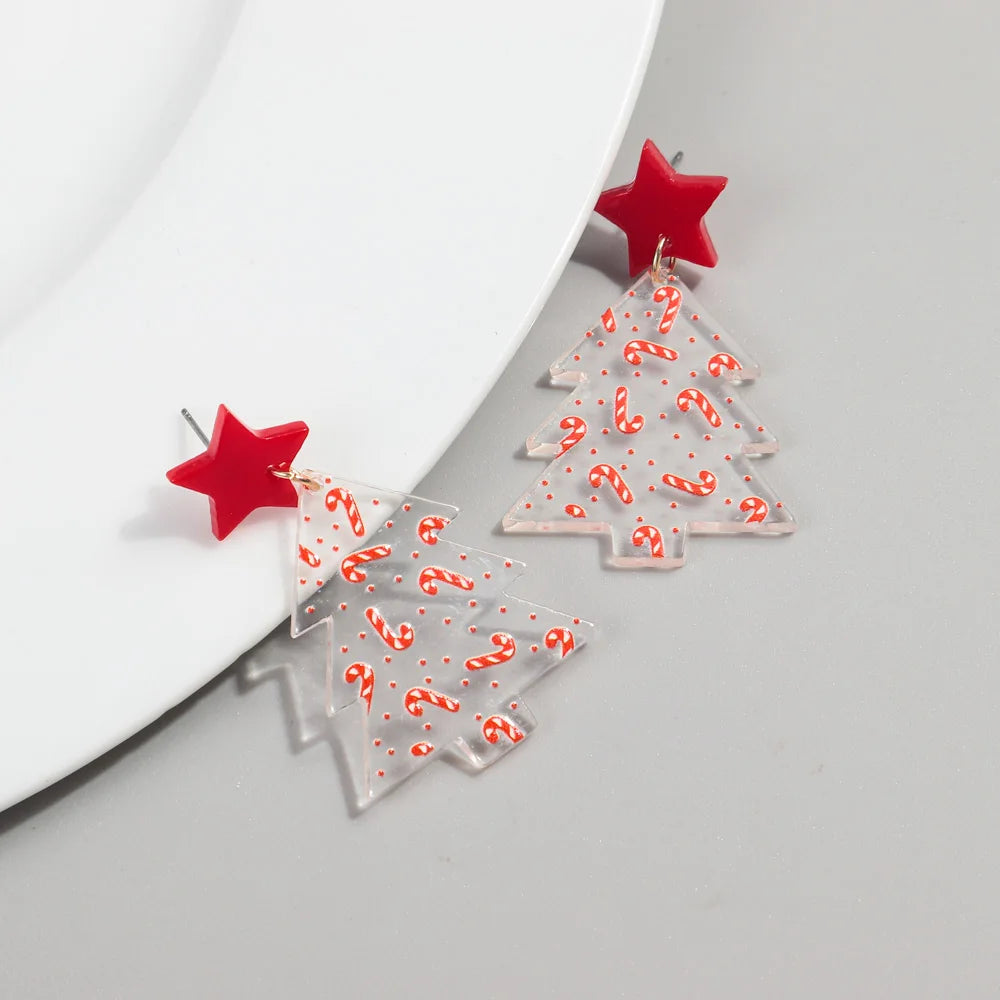 Glitter Acrylic Christmas Tree Earrings