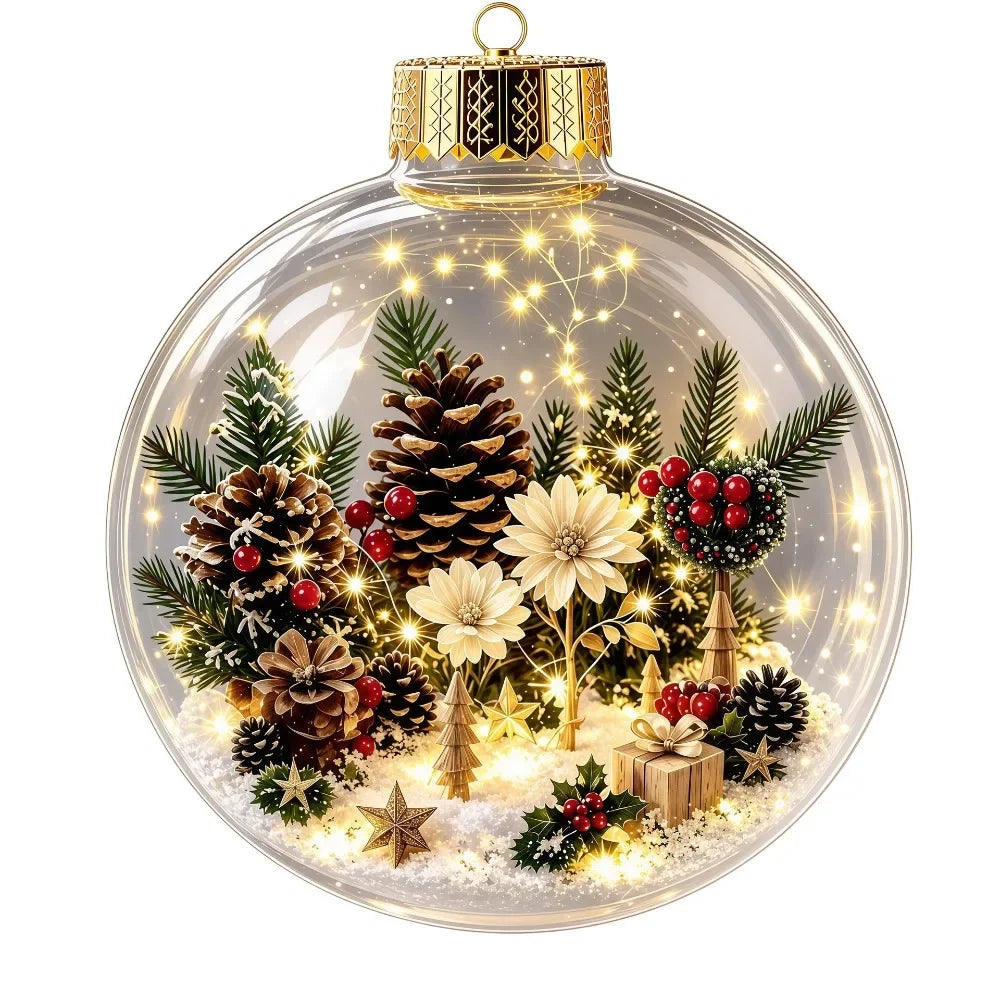 Clear Christmas Scene Ball Ornament
